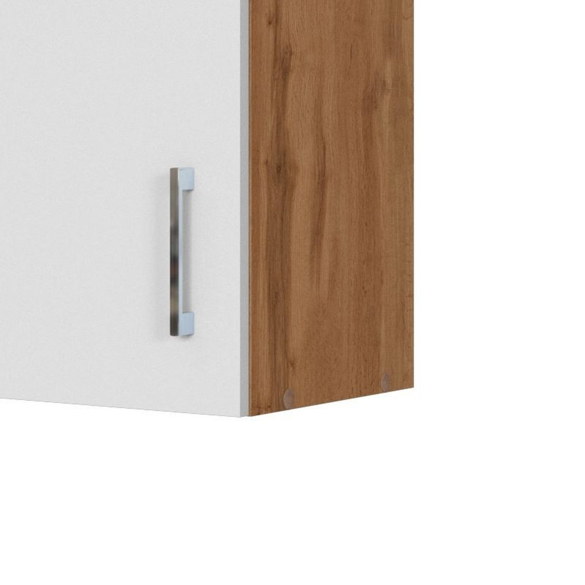 KÜCHENOBERSCHRANK 50/57/34 cm  in Weiß, Eiche Wotan  - Chromfarben/Eiche Wotan, MODERN, Holzwerkstoff/Metall (50/57/34cm) - Held