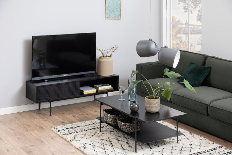 TV-BÄNK 140/44,5/40 cm  - svart, Modern, metall/trämaterial (140/44,5/40cm) - Best Price