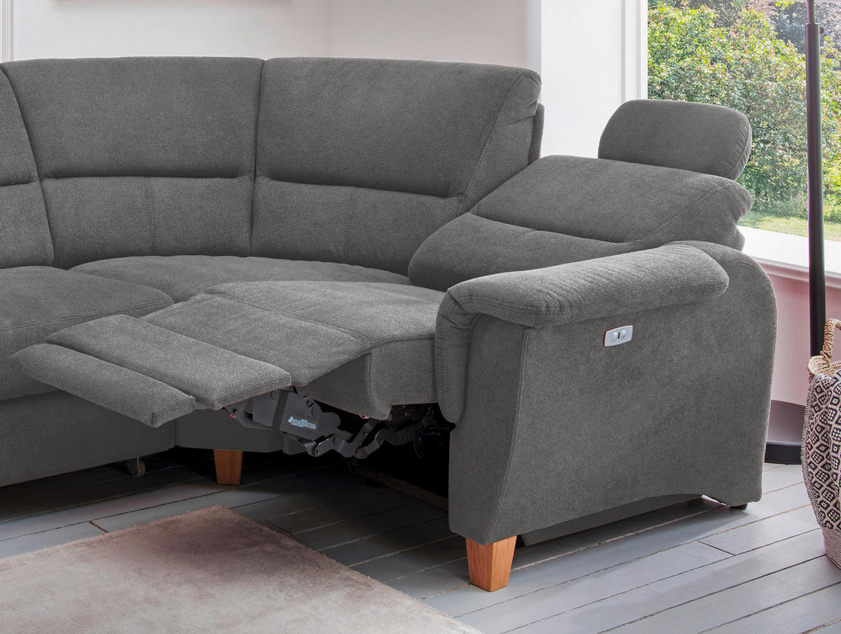 ECKSOFA Dunkelgrau Struktur  - Wildeiche/Dunkelgrau, KONVENTIONELL, Holz/Textil (238/241cm) - Livetastic