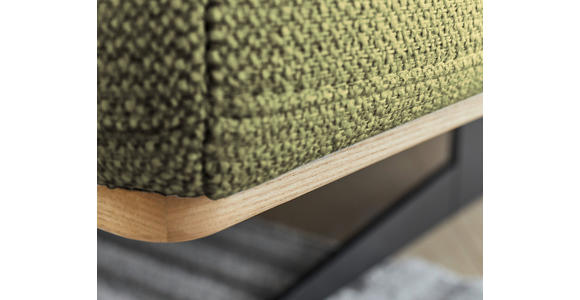 ECKSOFA in Struktur Olivgrün  - Eichefarben/Schwarz, Design, Holz/Textil (305/163cm) - Novel