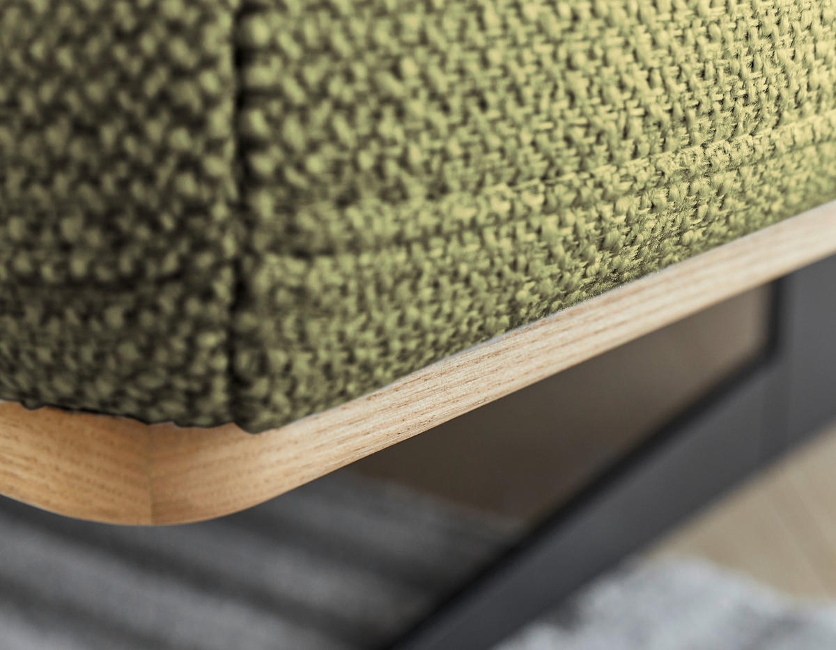 ECKSOFA in Struktur Olivgrün  - Eichefarben/Schwarz, Design, Holz/Textil (163/305cm) - Novel