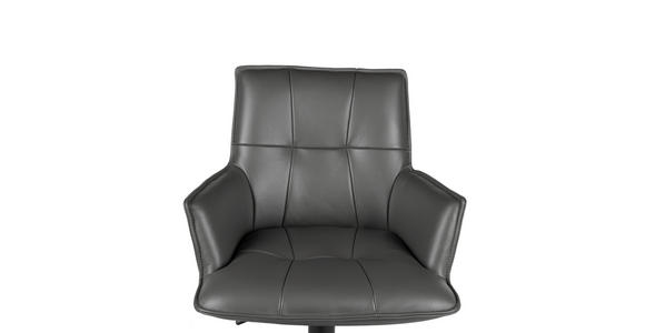BARHOCKER Echtleder Anthrazit, Schwarz Eisen Sitzfläche 360° drehbar, inklusive Armlehnen - Anthrazit/Schwarz, Design, Leder/Metall (56/89,5-115/56cm) - Novel