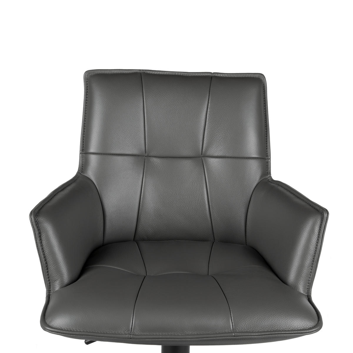 BARHOCKER in Metall, Leder Anthrazit, Schwarz  - Anthrazit/Schwarz, Design, Leder/Metall (56/89,5-115/56cm) - Novel
