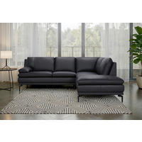 ECKSOFA Schwarz Echtleder  - Schwarz, Design, Leder (248/221cm) - P & B