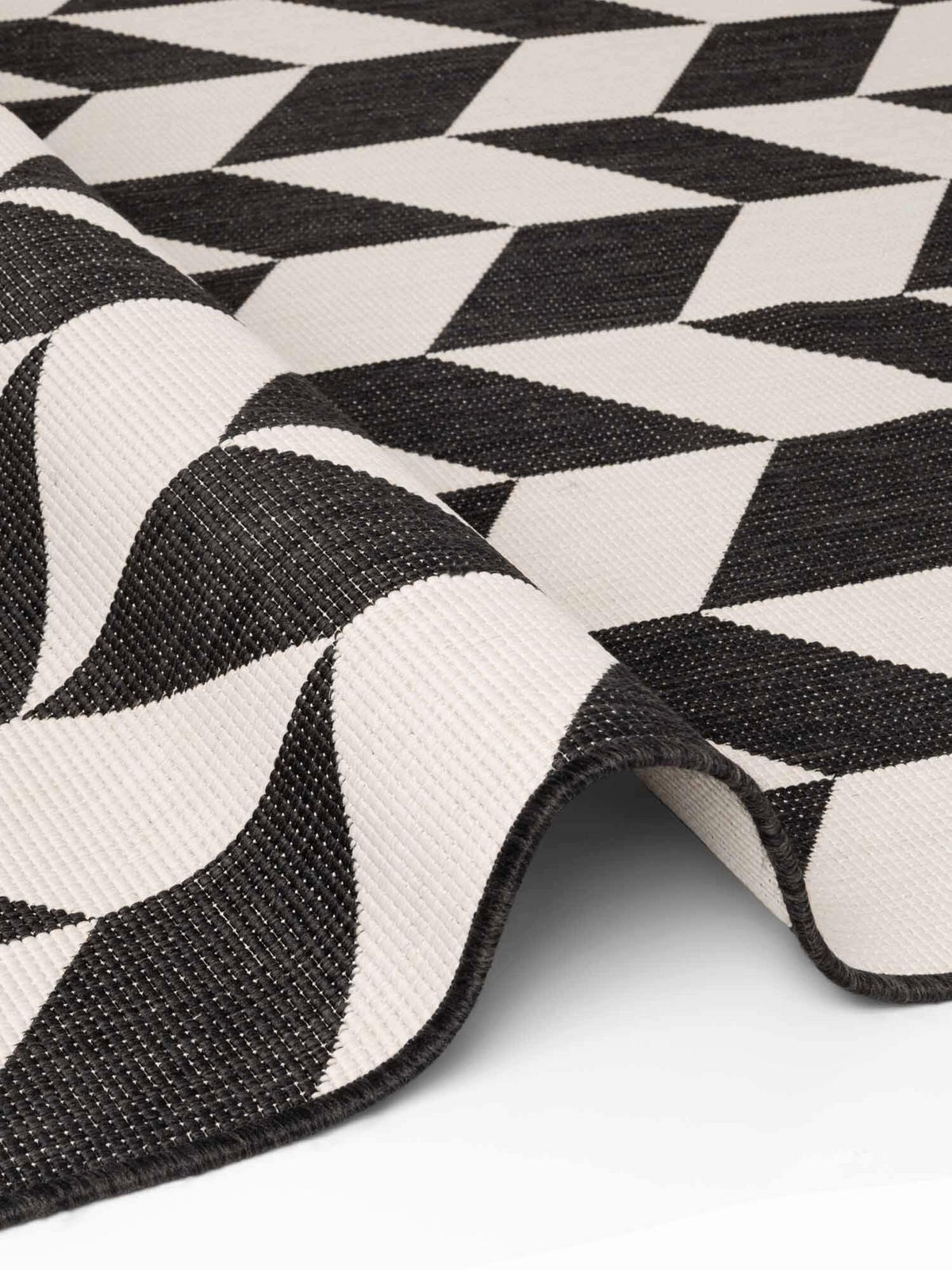 FLACHWEBETEPPICH 80/200 cm Haringey Schwarz, Weiß rechteckig  - Schwarz/Weiß, Design, Kunststoff (80/200cm)