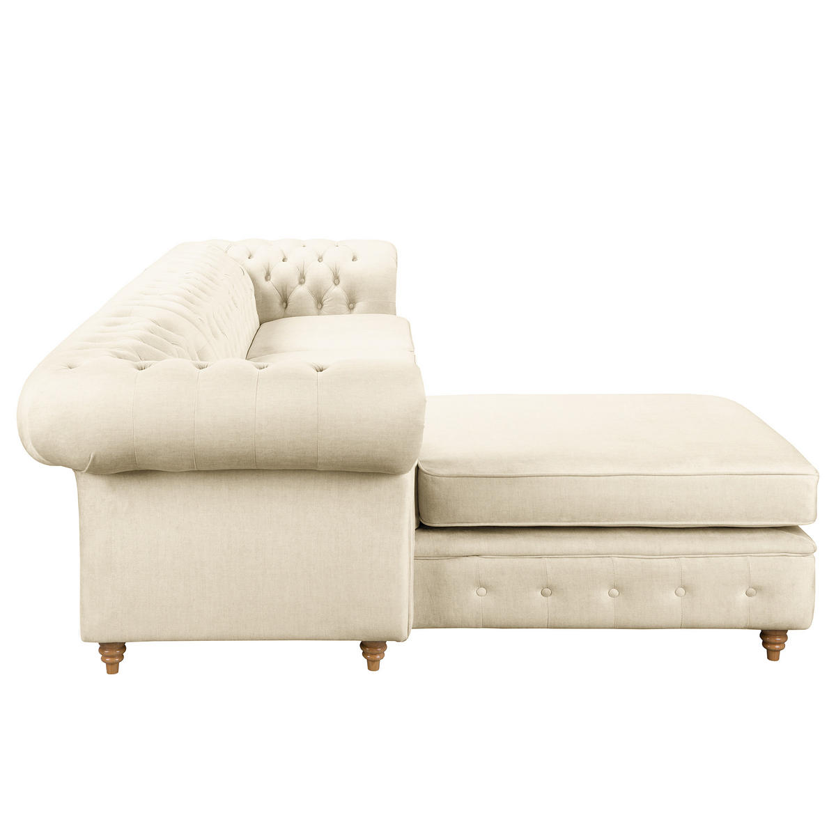 ECKSOFA Laura in Mikrofaser Creme  182/284 cm  - Creme/Braun, Design, Holz/Textil (182/284cm) - P & B