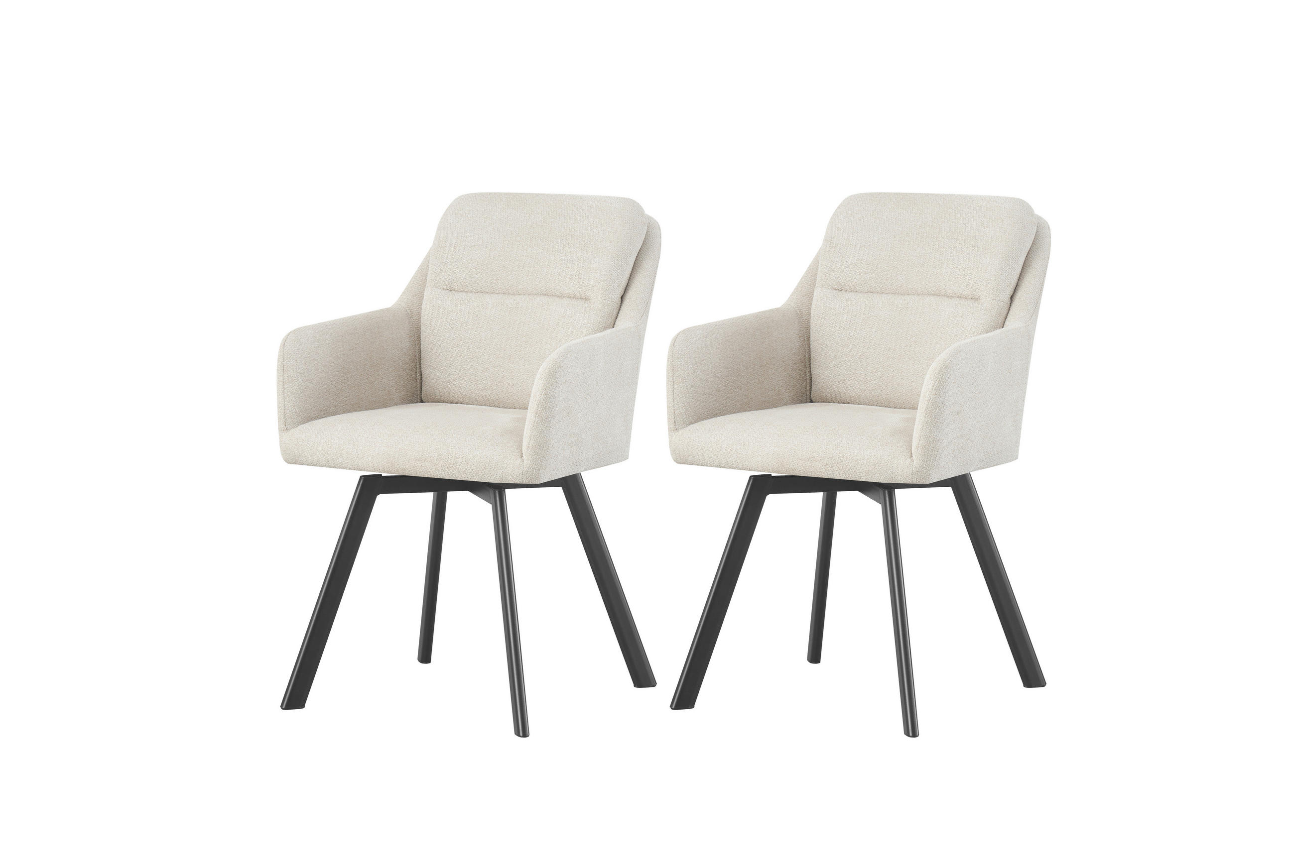 STUHL-SET 2 Stück  in Webstoff  - Anthrazit/Creme, MODERN, Textil (53/87/62cm) - MID.YOU