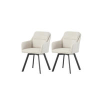 STUHL-SET 2 Stück  in Webstoff  - Anthrazit/Creme, MODERN, Textil (53/87/62cm) - MID.YOU