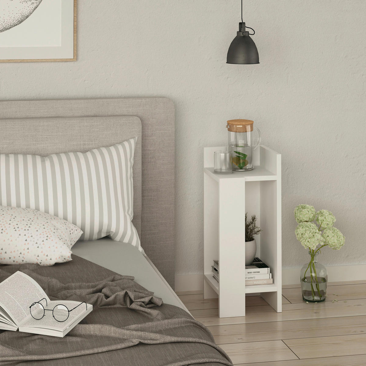 NOČNÁ SKRINKA, biela, 27/60/25 cm - biela, Design, kompozitné drevo (27/60/25cm) - Livetastic