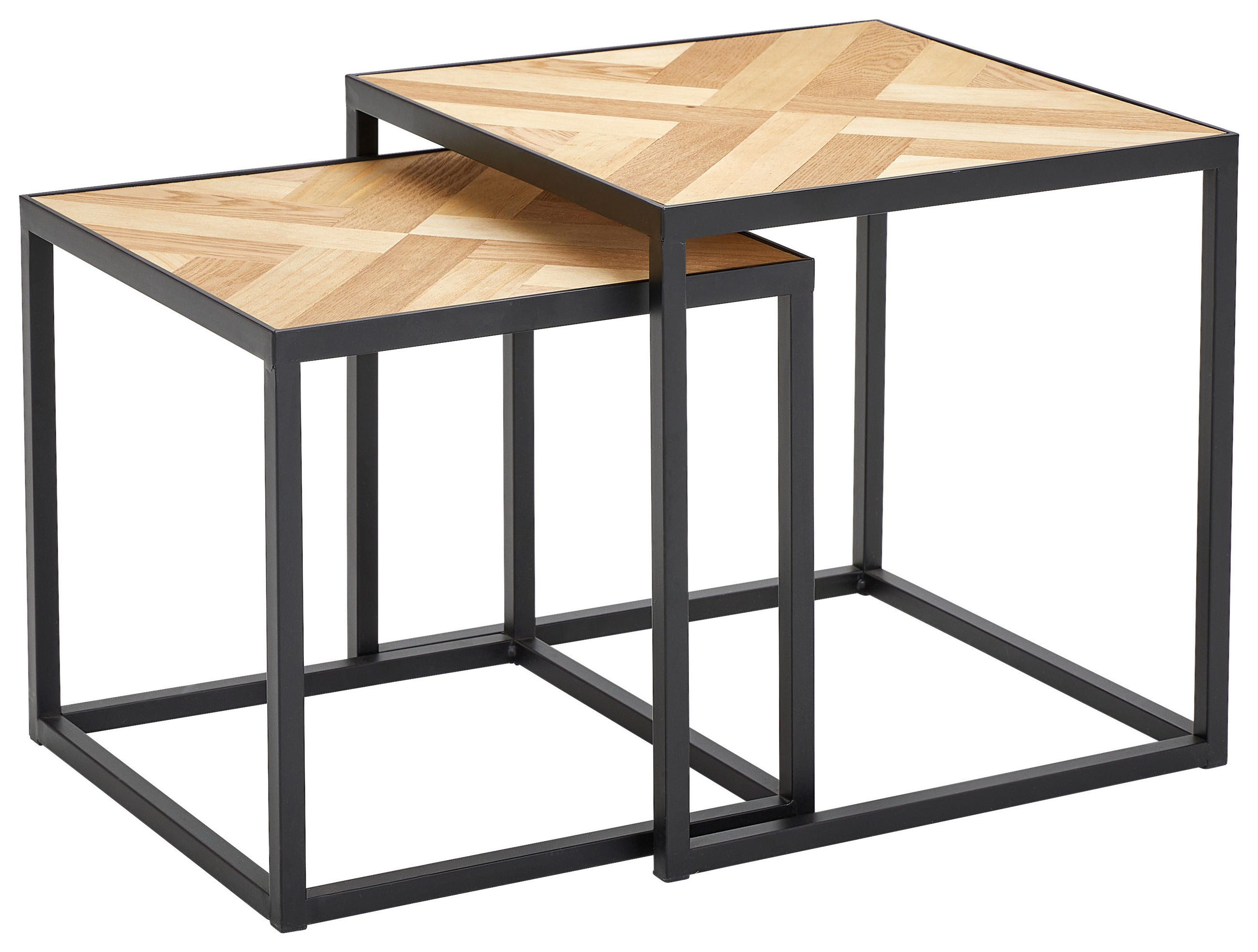 SATZTISCH Tanne furniert quadratisch Naturfarben, Schwarz  - Schwarz/Naturfarben, Design, Holz/Holzwerkstoff (40/35/40/35/40/35cm) - MID.YOU