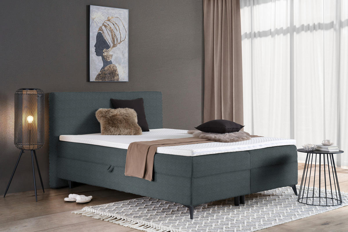 BOXBETT 180/200 cm  in Dunkelgrau  - Dunkelgrau/Schwarz, Design, Holz/Holzwerkstoff (180/200cm) - Xora