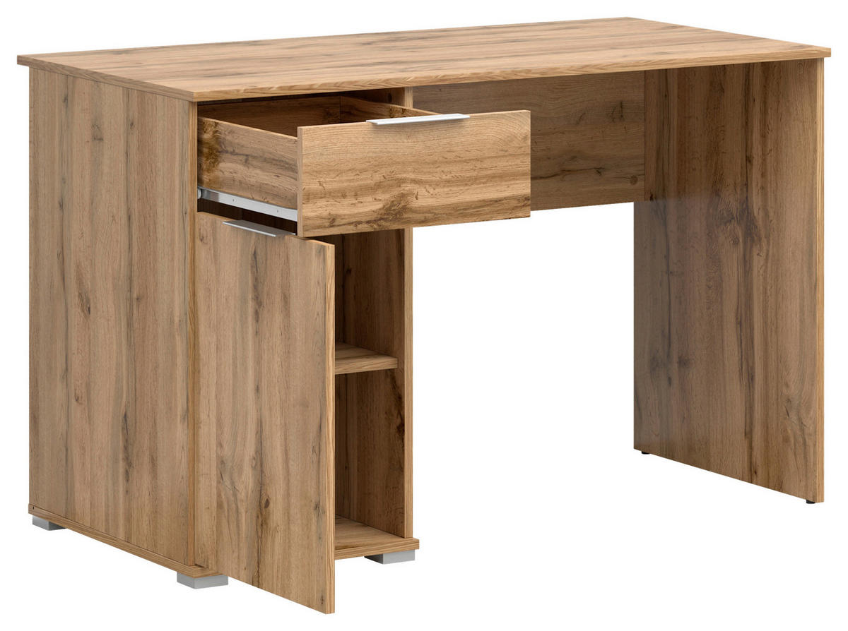 SCHREIBTISCH 120/60/76 cm  in Eiche Wotan  - Eiche Wotan/Silberfarben, Design, Holzwerkstoff/Kunststoff (120/60/76cm)
