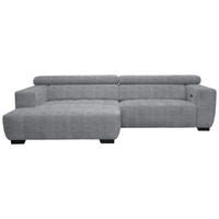 ECKSOFA in Webstoff Grau  182/279 cm  - Schwarz/Grau, KONVENTIONELL, Textil/Metall (182/279cm) - Hom`in