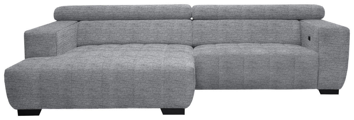 ECKSOFA in Webstoff Grau  182/279 cm  - Schwarz/Grau, KONVENTIONELL, Textil/Metall (182/279cm) - Hom`in