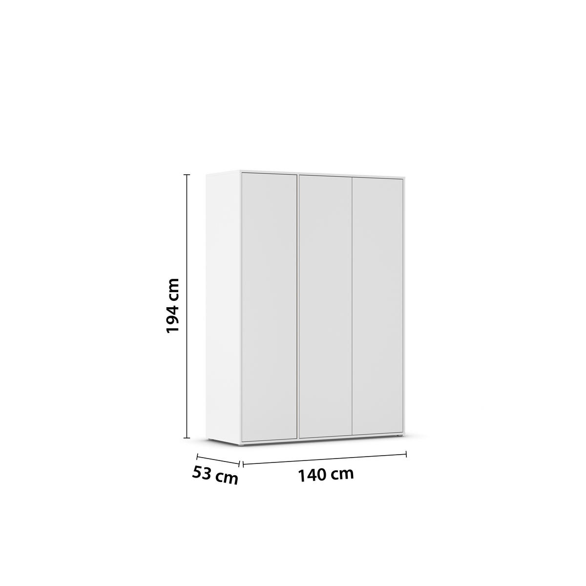 DREHTÜRENSCHRANK in Weiss  - Weiss, Modern, Holzwerkstoff (140/194/53cm) - Rauch Möbel