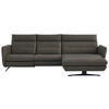 ECKSOFA in Echtleder Dunkelgrau  - Dunkelgrau/Schwarz, Design, Leder/Metall (300/157cm) - Dieter Knoll
