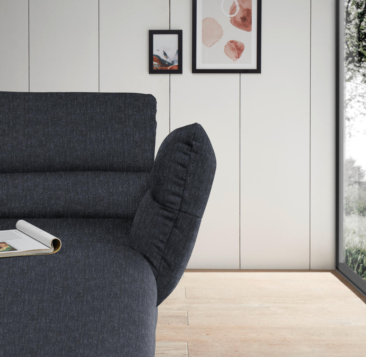 ECKSOFA in Flachgewebe Grau  279-327/176-217 cm  - Schwarz/Grau, Design, Textil/Metall (279-327/176-217cm) - Dieter Knoll