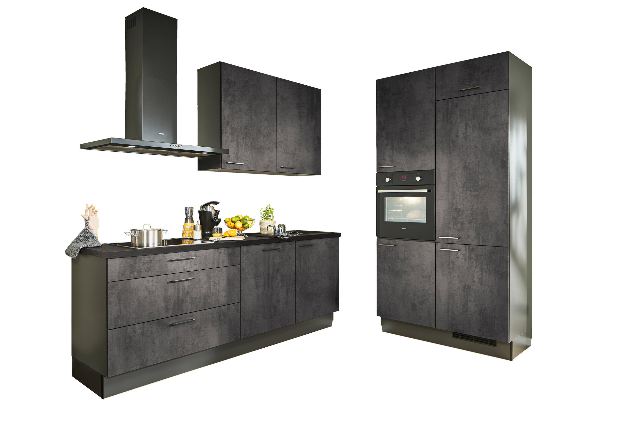 ECKKÜCHE XO 10 220/120 cm  in Graphitfarben, Schwarz  - Chromfarben/Schwarz, Design, Holzwerkstoff/Metall (220/120cm) - Xora