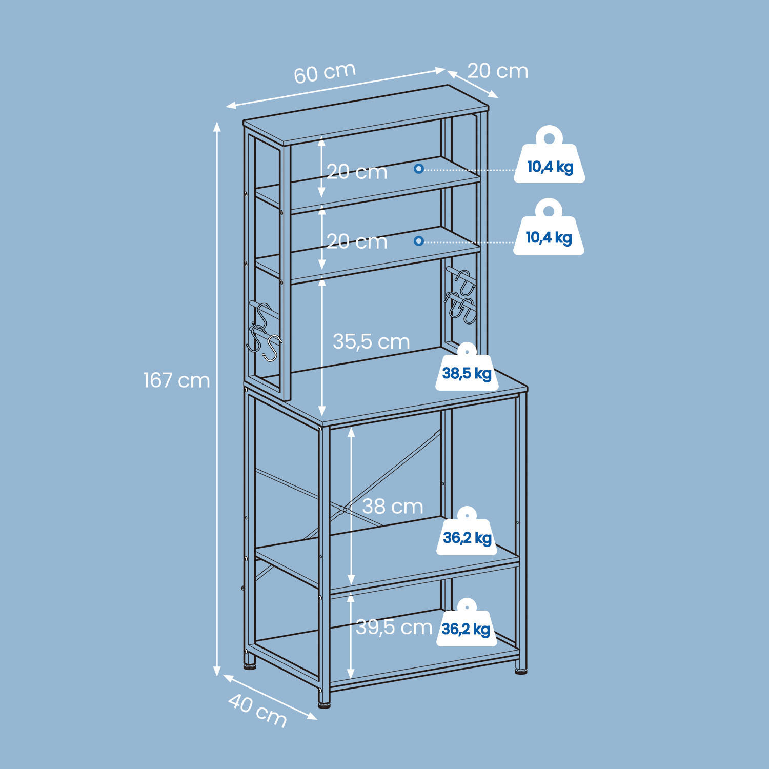 Thumbnail - Mid.you Regal, Schwarz, Graubraun, Metall, Holzwerkstoff, 6 Fächer, 60x167x40 cm, stehend, Wohnzimmer, Regale, Bücherreg...