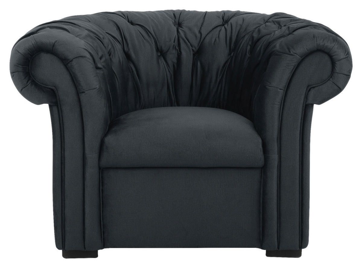 CHESTERFIELD-SESSEL in Velours Anthrazit  - Anthrazit/Schwarz, Design, Holz/Textil (114/78/91cm) - MID.YOU