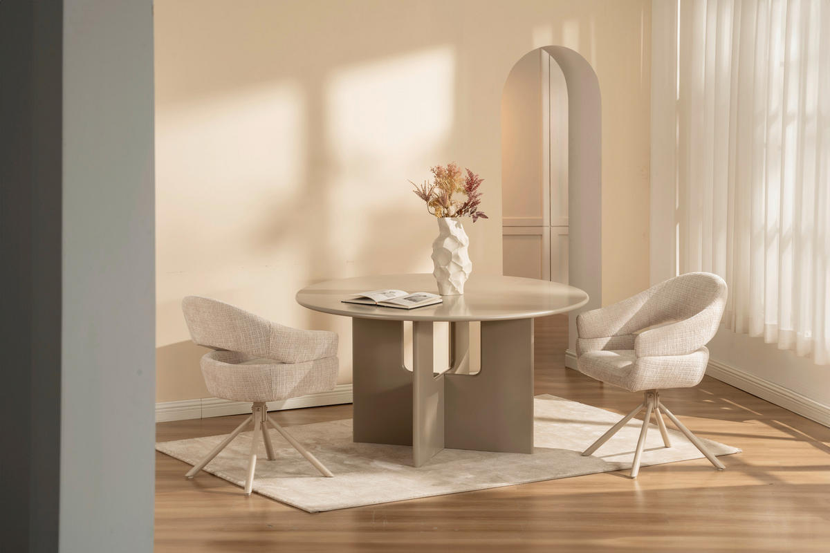 ESSTISCH 140/140/75 cm Nachbildung  Holzwerkstoff rund Greige  - Greige, MODERN, Holzwerkstoff (140/140/75cm) - Livetastic
