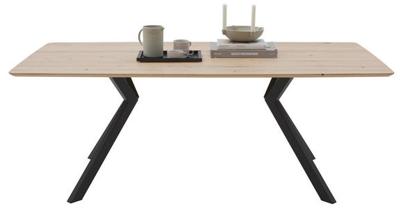 ESSTISCH Eiche massiv Schwarz, Eichefarben  - Eichefarben/Schwarz, MODERN, Holz/Metall (200/100/76cm) - Dieter Knoll