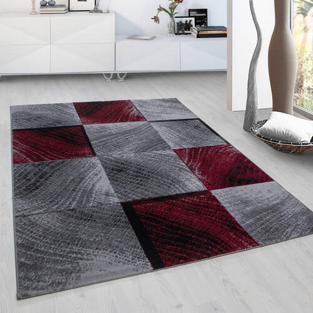Thumbnail - Novel Webteppich Plus, Rot, Textil, Karo, rechteckig, 280x370 cm, Oeko-Tex® Standard 100, pflegeleicht, Teppiche & Böden...