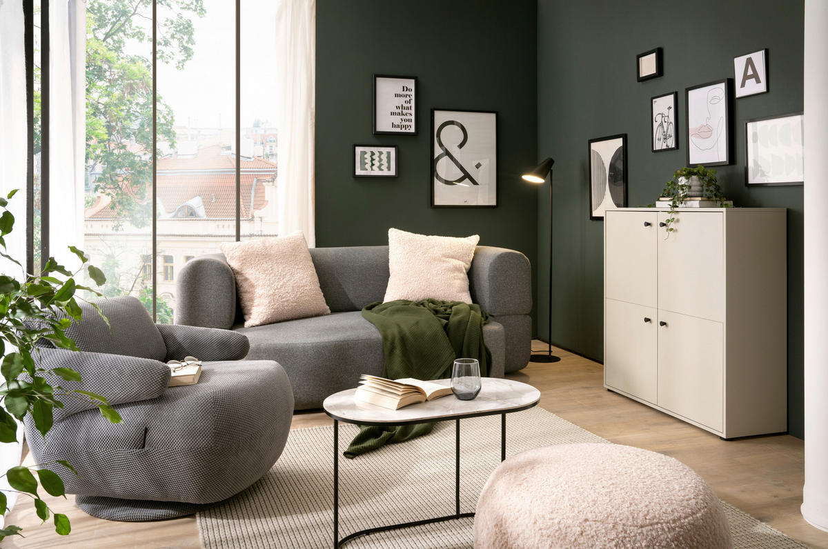 HIGHBOARD  in 98,1/101,9/33,05 cm  - Beige/Schwarz, Design, Holzwerkstoff/Kunststoff (98,1/101,9/33,05cm) - MID.YOU