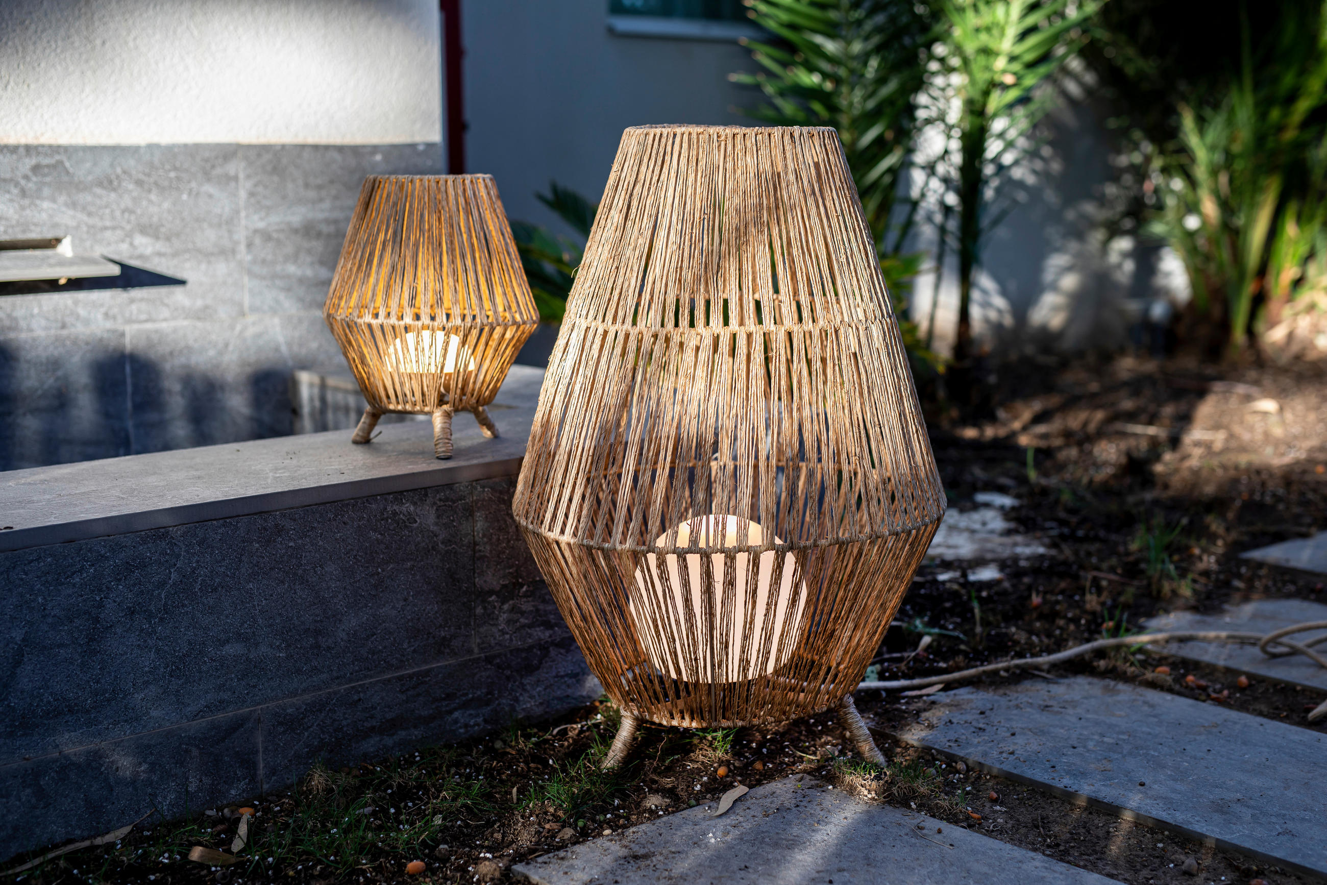 LED-AUßENLEUCHTE SISINE 48/72/48 cm   - Basics, Naturmaterialien (48/72/48cm) - New Garden