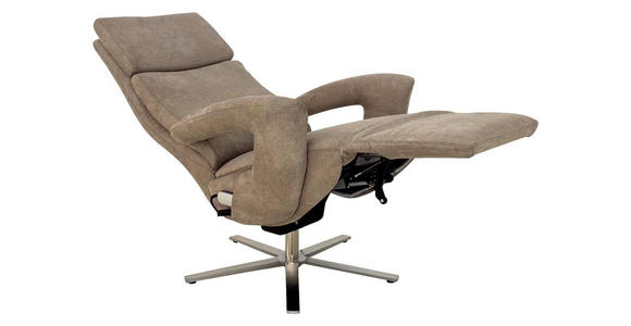 RELAXSESSEL Mikrofaser    - Edelstahlfarben/Beige, Design, Textil/Metall (80/122/90cm) - Cantus