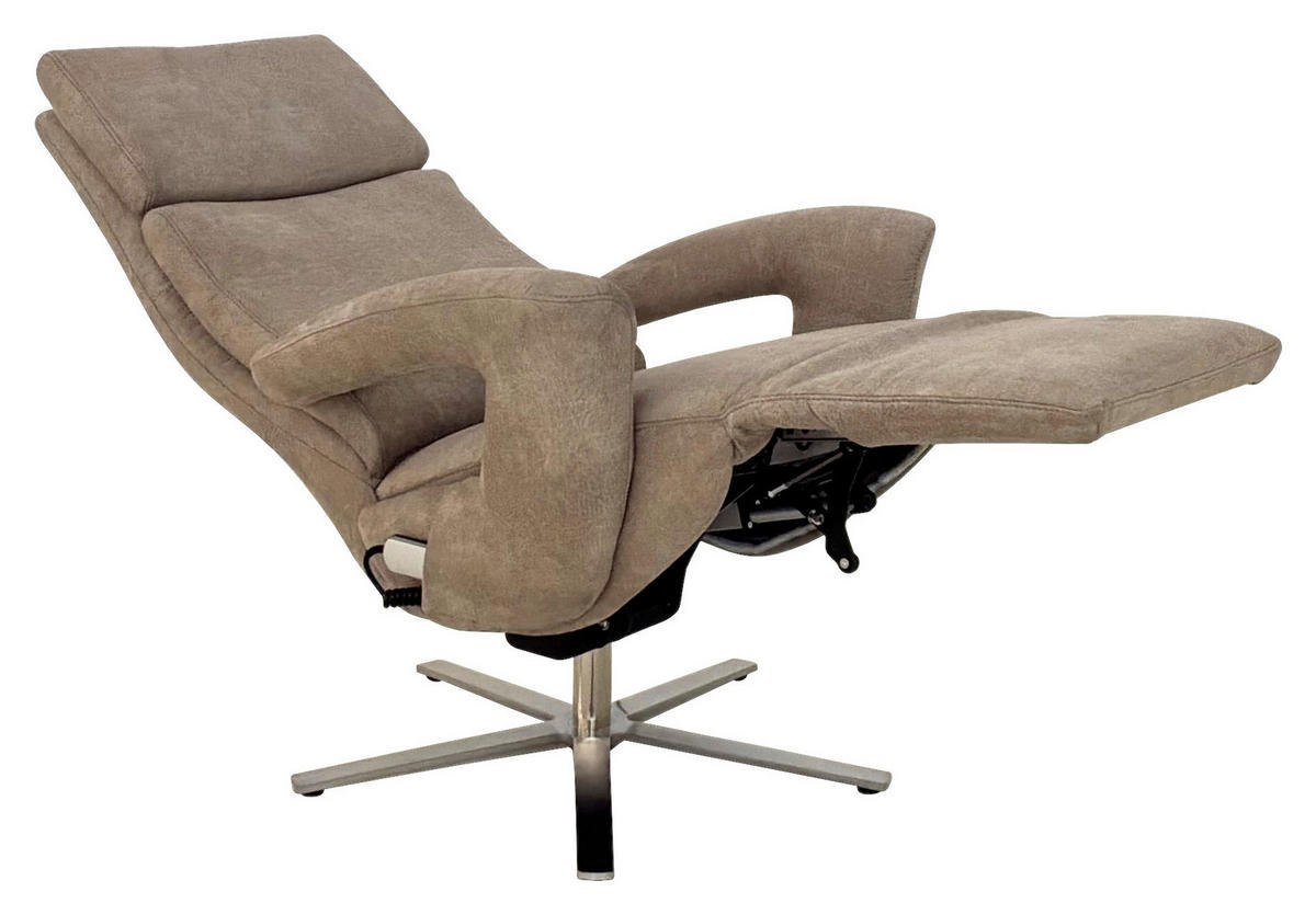 RELAXSESSEL Mikrofaser    - Edelstahlfarben/Beige, Design, Textil/Metall (80/122/90cm) - Cantus