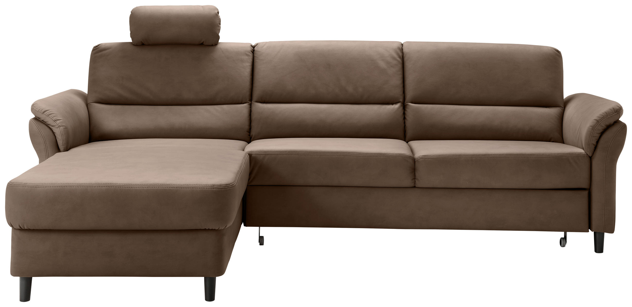 ECKSOFA in Lederlook Braun  - Schwarz/Braun, Modern, Holz/Textil (176/279cm) - Livetastic