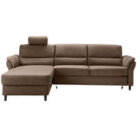 ECKSOFA in Lederlook Braun  - Schwarz/Braun, Modern, Holz/Textil (176/279cm) - Livetastic