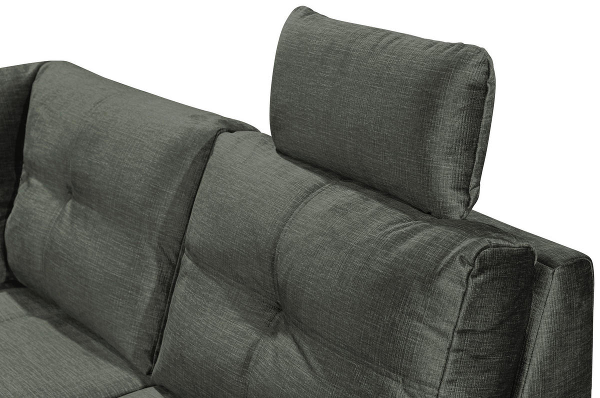 WOHNLANDSCHAFT Dunkelgrün Mikrovelours  - Dunkelgrün/Schwarz, KONVENTIONELL, Kunststoff/Textil (127/334/217cm) - Carryhome