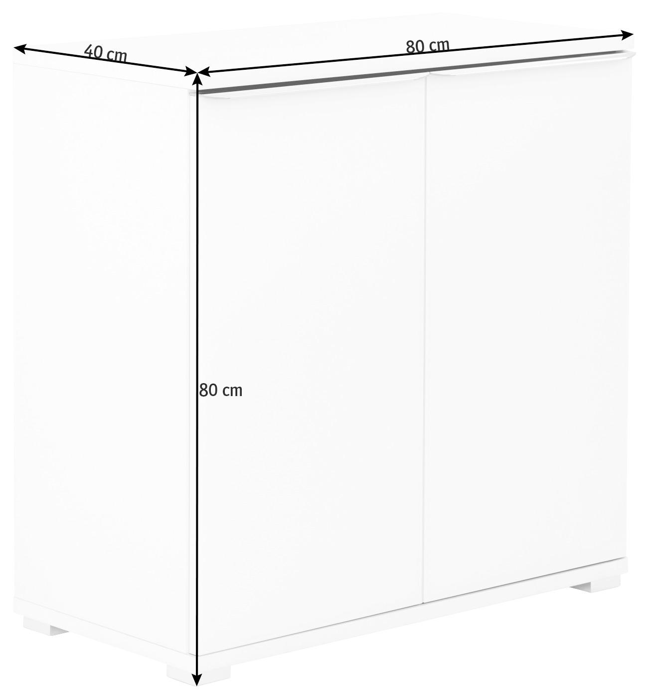 BYRÅ 80/80/40 cm  - vit/kromfärg, Design, trämaterial/glas (80/80/40cm) - Moderano