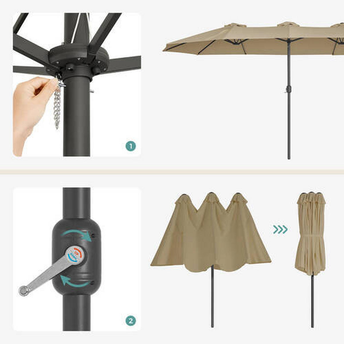 SONNENSCHIRM  460/270 cm  - Taupe/Schwarz, Basics, Textil/Metall (460/270cm) - Modante
