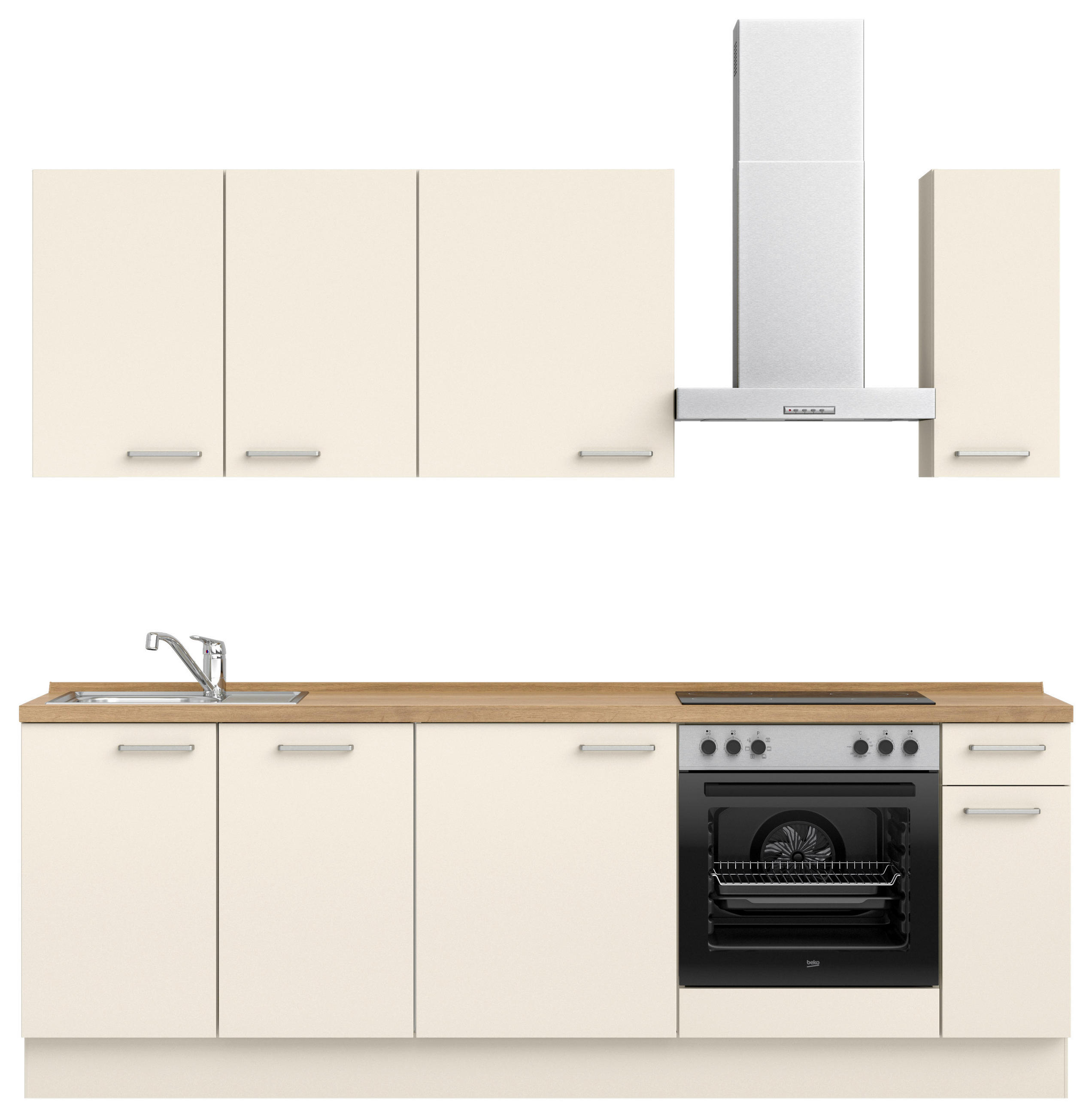 KÜCHENLEERBLOCK 240 cm   in Eichefarben, Magnolie  - Edelstahlfarben/Eichefarben, MODERN, Holzwerkstoff/Metall (240cm) - Nobilia