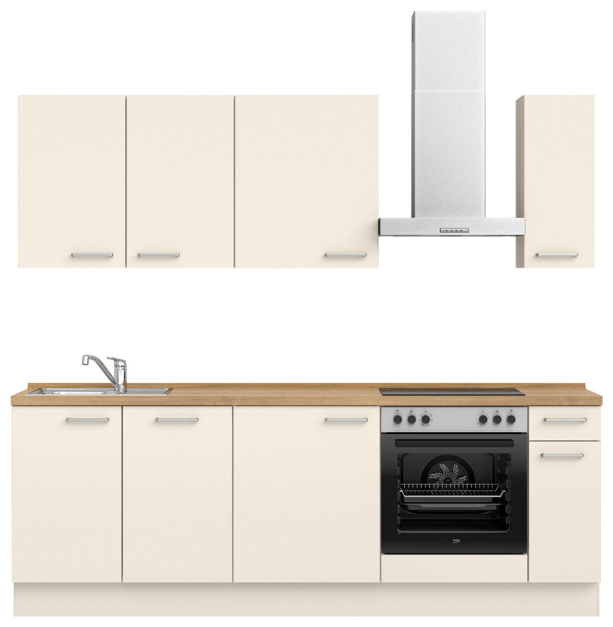 KÜCHENLEERBLOCK 240 cm   in Eichefarben, Magnolie  - Edelstahlfarben/Eichefarben, MODERN, Holzwerkstoff/Metall (240cm) - Nobilia