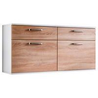 SCHUHKIPPER - Weiss/Eichefarben, Design, Holzwerkstoff/Metall (120,6/60,2/36cm) - Moderano