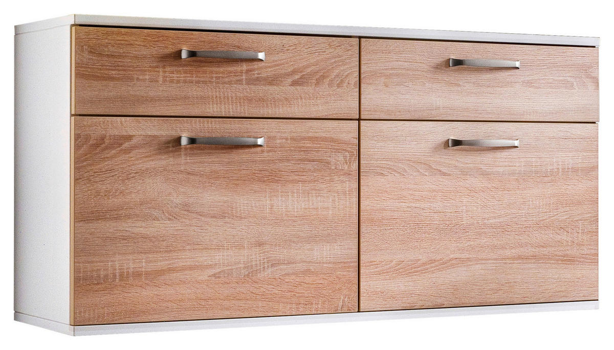 SCHUHKIPPER - Weiss/Eichefarben, Design, Holzwerkstoff/Metall (120,6/60,2/36cm) - Moderano