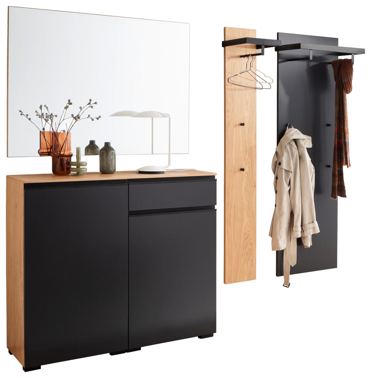 GARDEROBE 4-teilig  in 120/200/38 cm  - Eichefarben/Anthrazit, Design, Holz/Holzwerkstoff (120/200/38cm) - Moderano