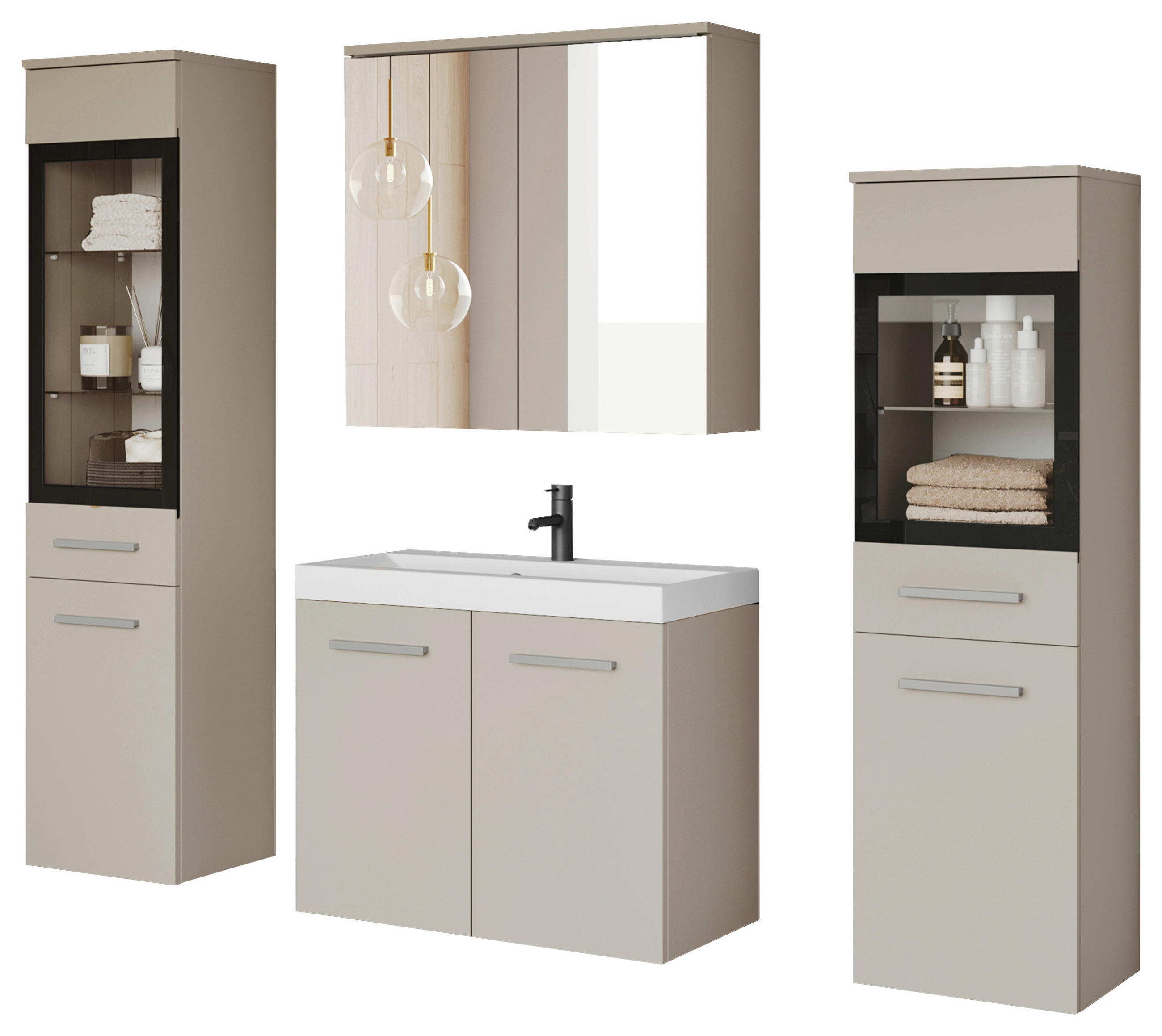BADEZIMMER 5-teilig  in  - Kaschmir/Weiss, Lifestyle, Glas/Keramik (120,4/131,5/30,2cm) - P & B