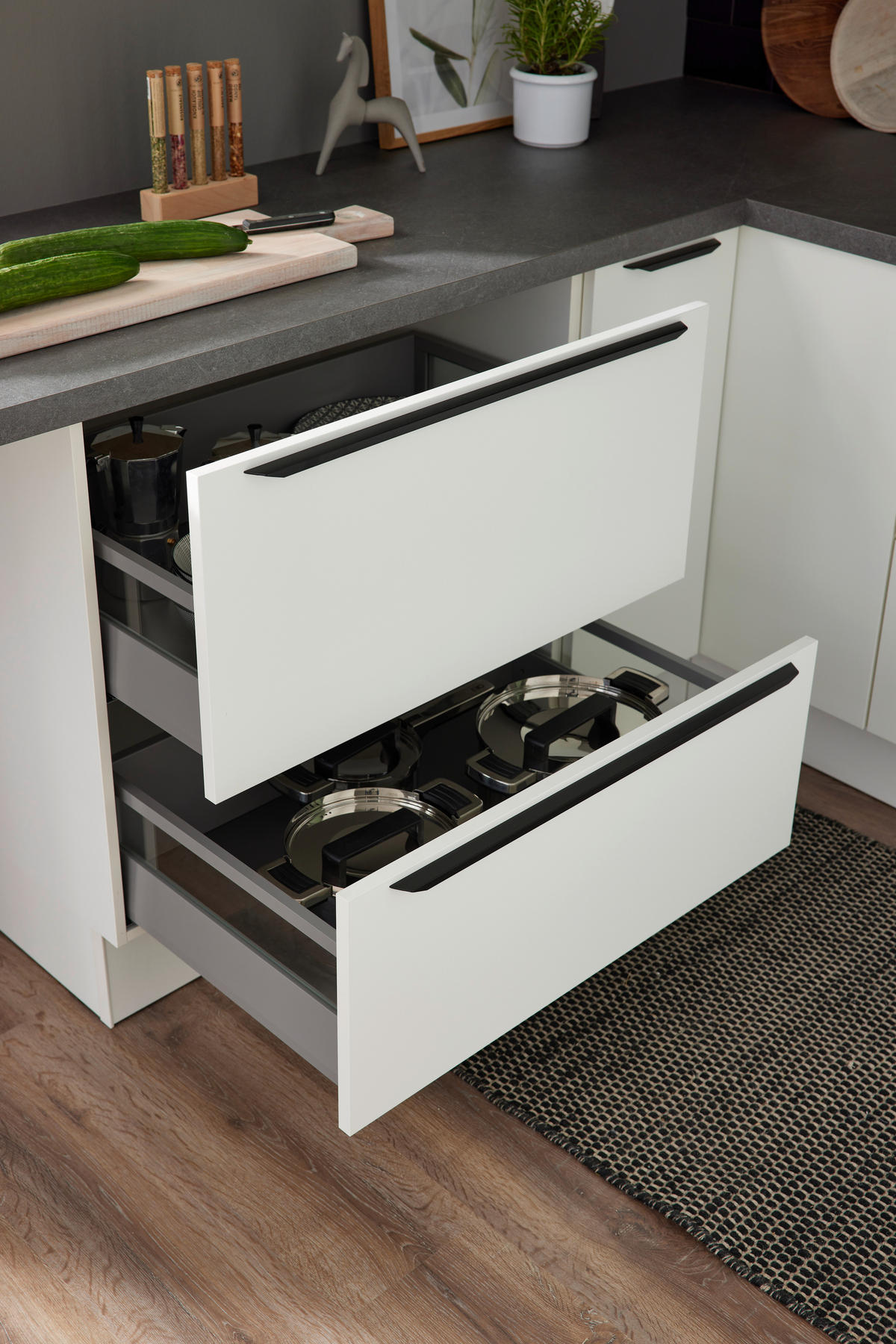 EINBAUKÜCHE Salena  - Blau/Weiß, Design, Holzwerkstoff - Novel