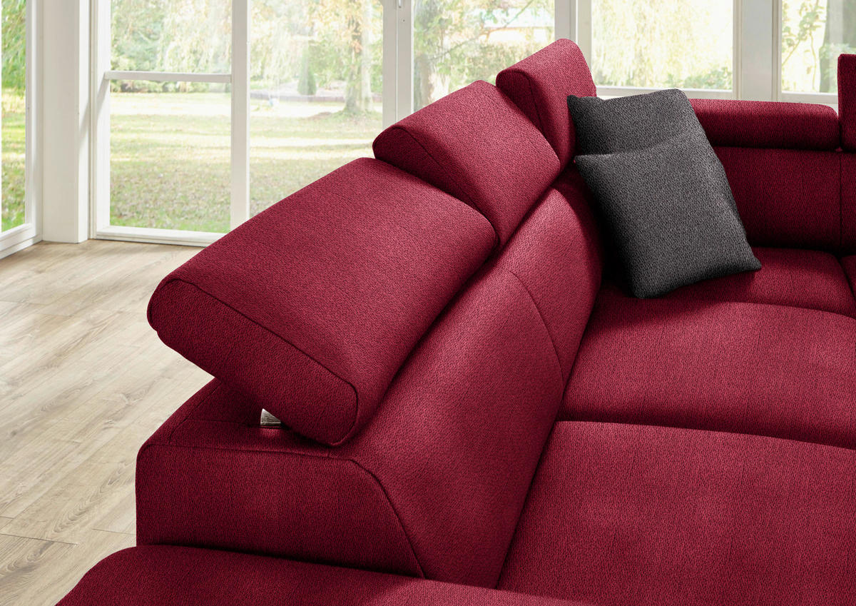 ECKSOFA in Mikrofaser Rot  - Eichefarben/Beige, Natur, Holz/Textil (226/273cm) - Beldomo System