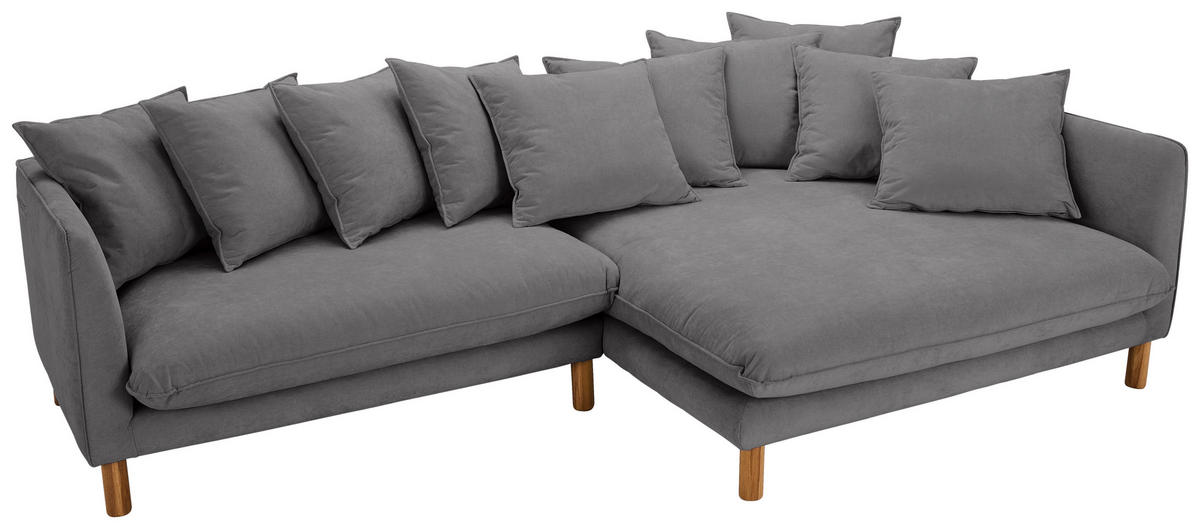 ECKSOFA Grau Chenille  - Buchefarben/Grau, KONVENTIONELL, Holz/Textil (276/162cm) - Carryhome