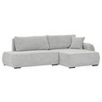 ECKSOFA Grau Flachgewebe Zierkissen, Rückenkissen, Bettkasten, Schlaffunktion, Rücken echt, Liegefläche im Originalstoff  - Schwarz/Grau, KONVENTIONELL, Kunststoff/Textil (260/145cm) - Carryhome