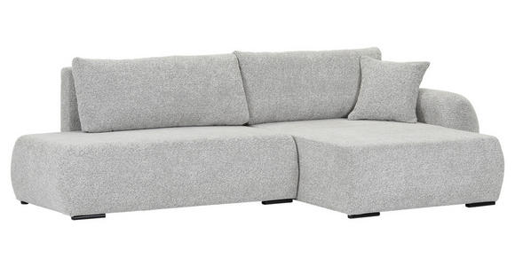 ECKSOFA Grau Flachgewebe Zierkissen, Rückenkissen, Bettkasten, Schlaffunktion, Rücken echt, Liegefläche im Originalstoff  - Schwarz/Grau, KONVENTIONELL, Kunststoff/Textil (260/145cm) - Carryhome