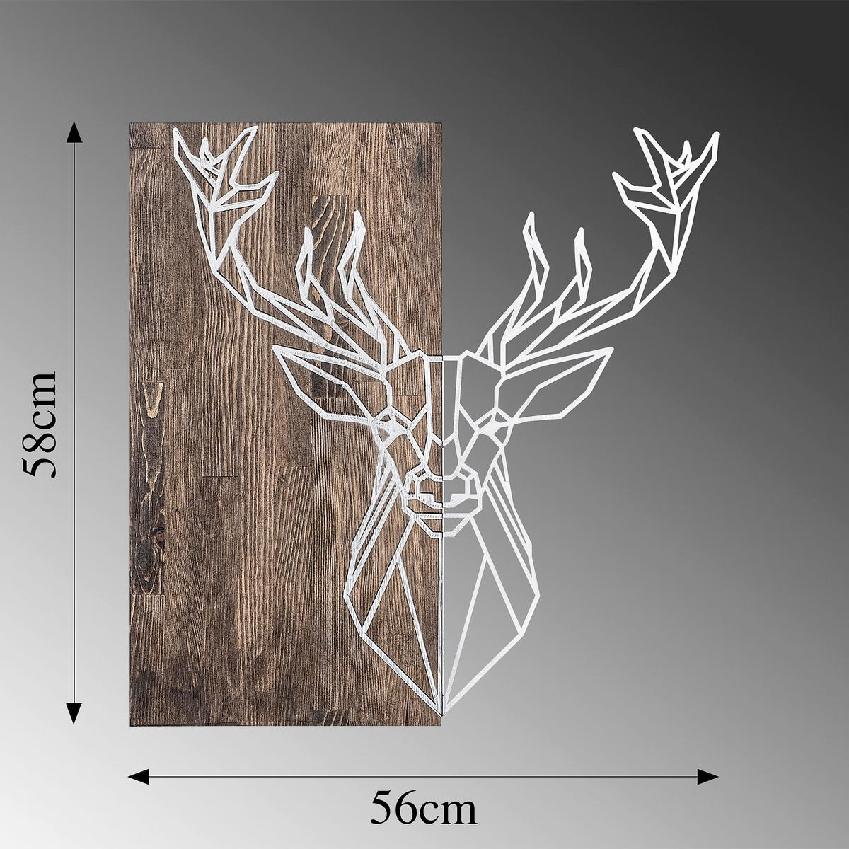 WANDDEKO Holz, Metall  - Silberfarben/Walnussfarben, Basics, Holz/Metall (56/58cm) - X-Mas