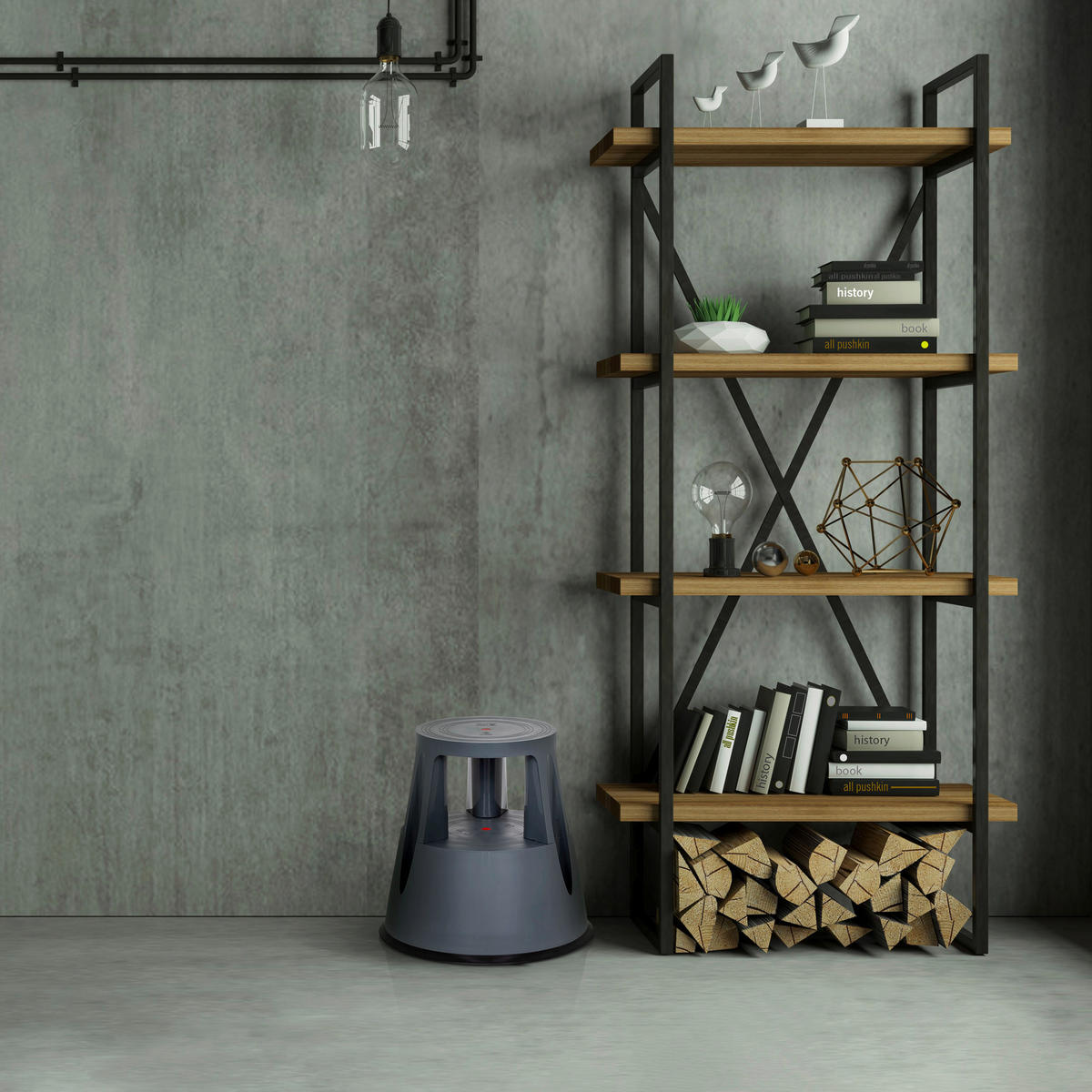 TRITTHOCKER Dunkelgrau  - Dunkelgrau, MODERN, Kunststoff (48/43/48cm) - MID.YOU