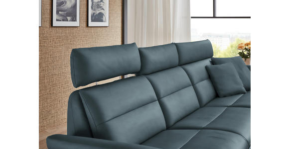 ECKSOFA in Echtleder Blaugrau 300/157 cm - Blaugrau/Schwarz, Design, Leder/Metall (300/157cm) - Dieter Knoll